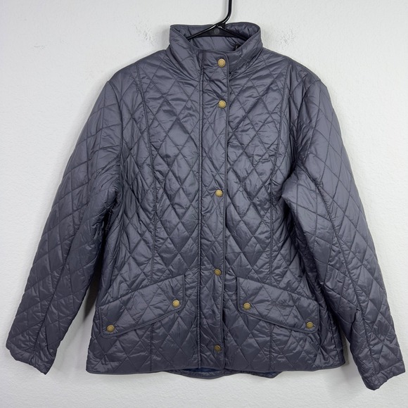 Barbour Jacket Women 14 Blue Flyweight Cavalry Quilted Outdoor Winter Zip Puffer - Picture 1 of 7